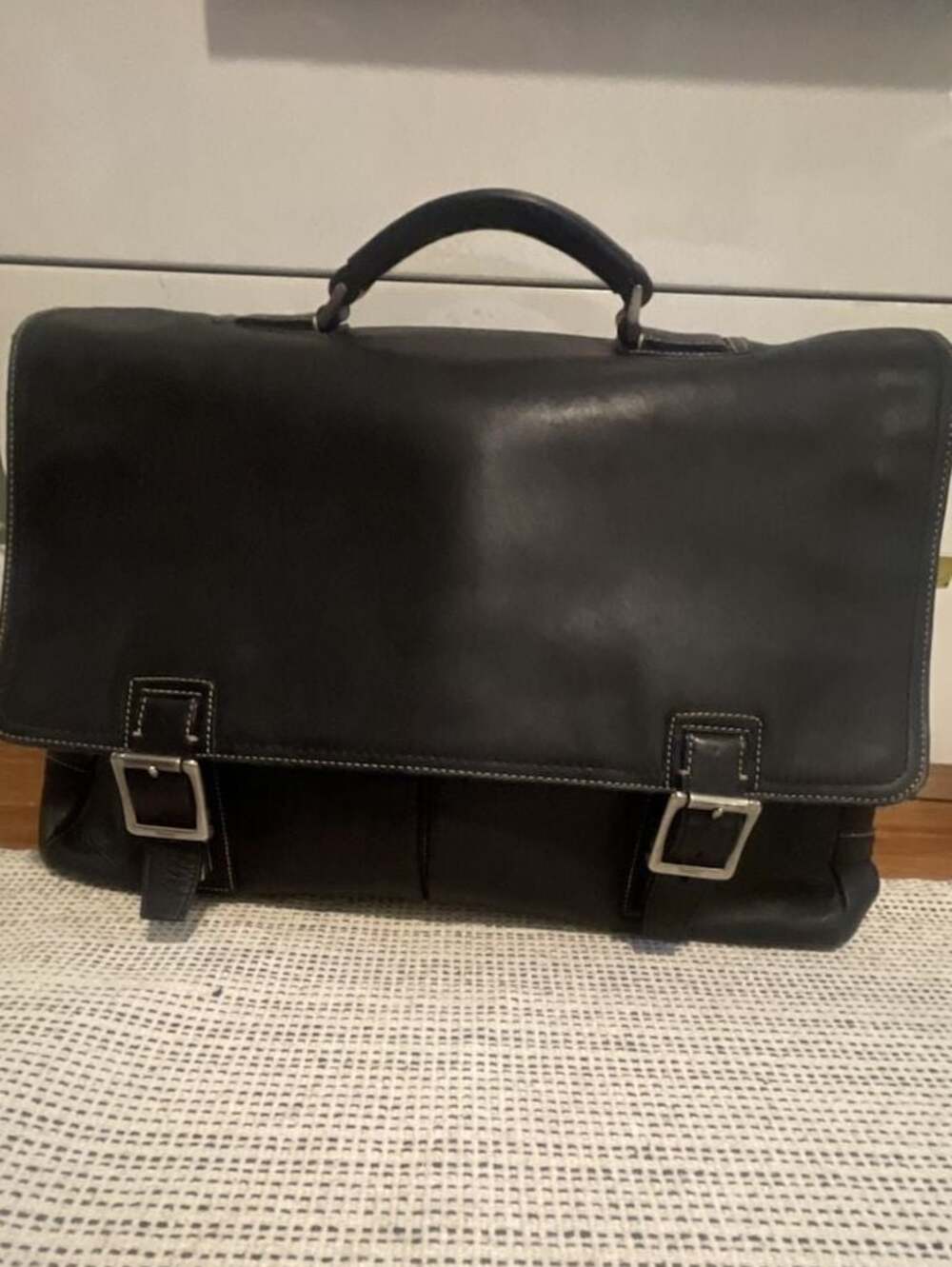 Coach Black Leather Messenger Briefcase Bag